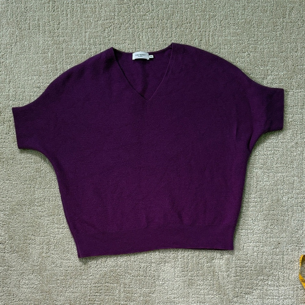 The R label Reset V-Neck Sweater in Deep Purple